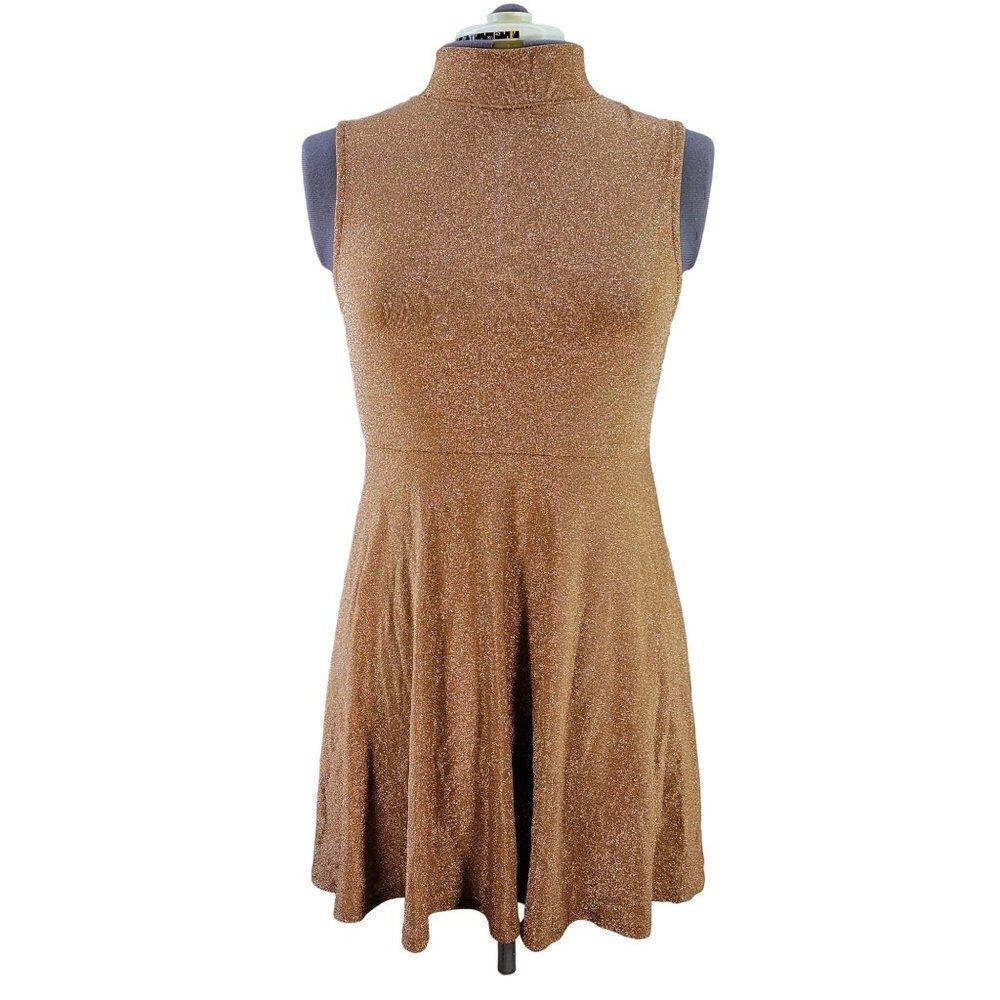 Wild Fable Gold Sleeveless Lurex Fit & Flare Dress Sz XS